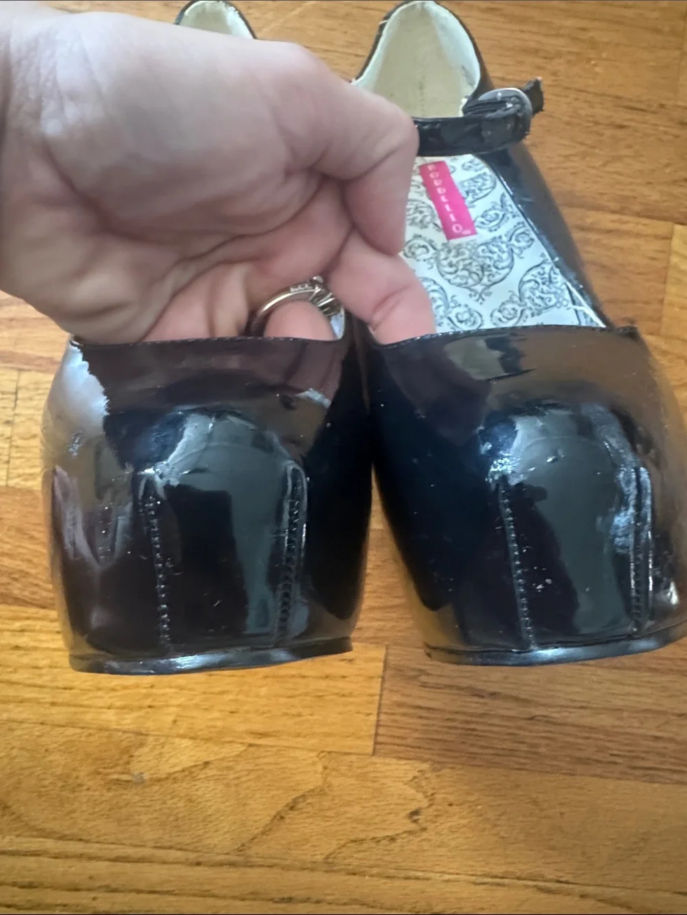 Pleaser Bordello Teeze-07 Black Patent Mary Jane Pumps Heels Size 8
